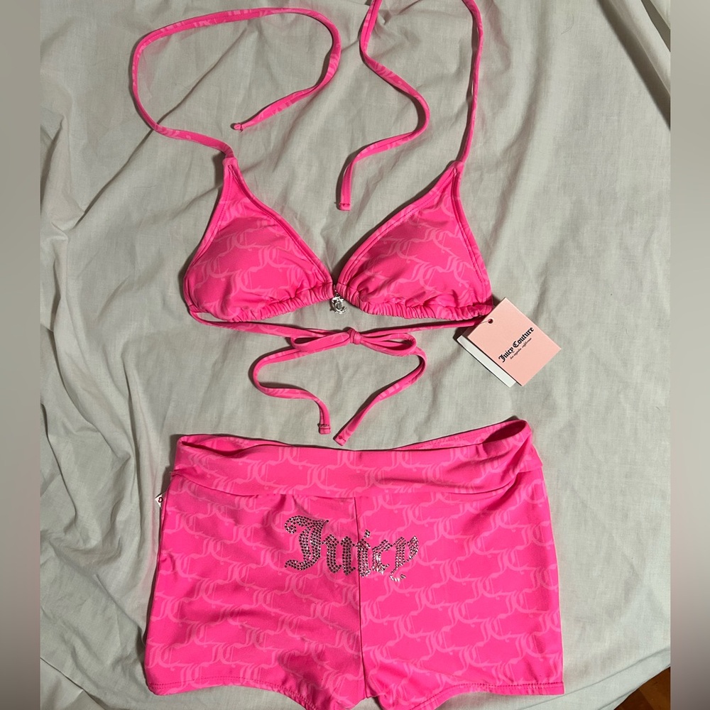 Juicy Couture Pink Bling Rhinestone Bikini Set